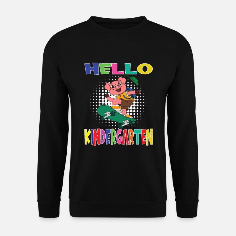 Hello Kindergarten Skateboarding Pig - Unisex Sweatshirt - black