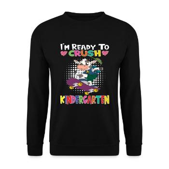 Je suis prêt à écraser la vache de skateboard de maternelle - Sweat-shirt Unisexe - noir - Devant - Alina (178cm) & Michal (187cm)