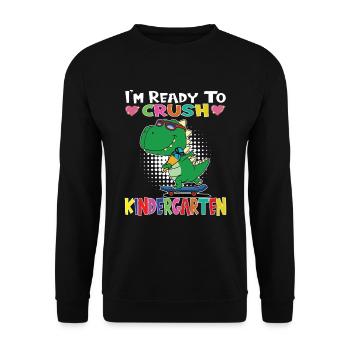 Je suis prêt à écraser Dino Skateboard de maternelle - Sweat-shirt Unisexe - noir - Devant - Alina (178cm) & Michal (187cm)