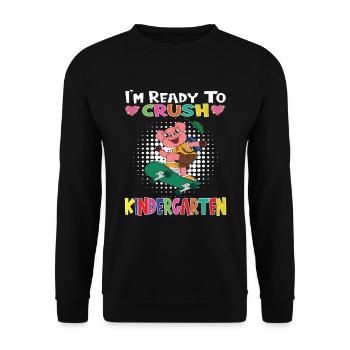 I'm Ready To Crush Kindergarten Skateboarding Pig - Unisex Sweatshirt - black - Front - Alina (178cm) & Michal (187cm)