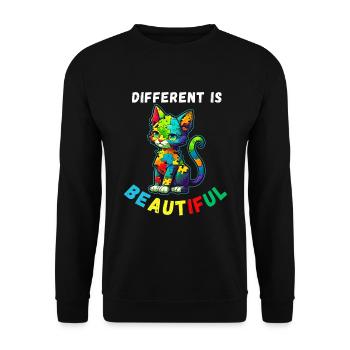 Soutien sensibilisation à l'autisme chat coloré - Sweat-shirt Unisexe - noir - Devant - Alina (178cm) & Michal (187cm)