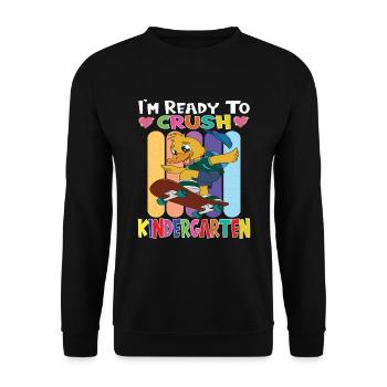 Skateboarding Duck I'm Ready To Crush Kindergarten - Unisex Sweatshirt - black - Front - Alina (178cm) & Michal (187cm)