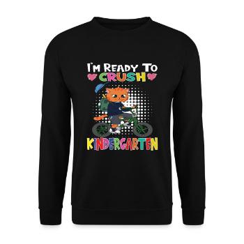 Kindergarten Child Kindergarten Gift - Unisex Sweatshirt - black - Front - Alina (178cm) & Michal (187cm)