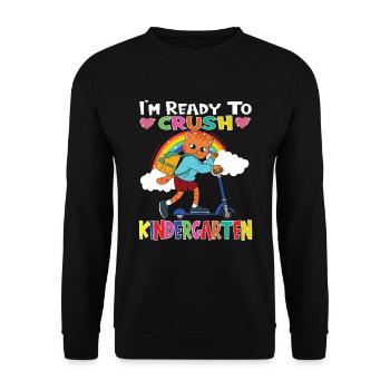 Cat With Scooter I'm Ready To Crush Kindergarten - Unisex Sweatshirt - black - Front - Alina (178cm) & Michal (187cm)