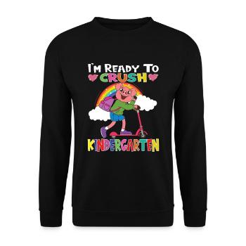 Pig With Scooter I'm Ready To Crush Kindergarten - Unisex Sweatshirt - black - Front - Alina (178cm) & Michal (187cm)
