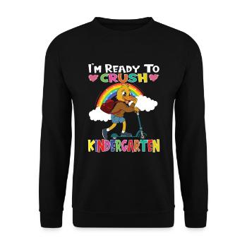 Duck With Scooter I'm Ready To Crush Kindergarten - Unisex Sweatshirt - black - Front - Alina (178cm) & Michal (187cm)