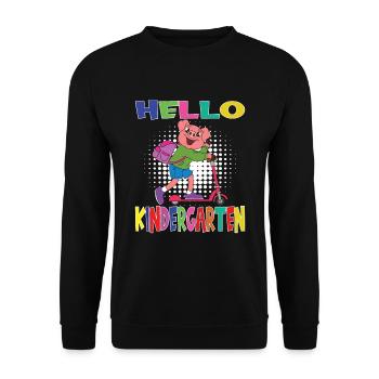 Bonjour cochon de maternelle avec scooter - Sweat-shirt Unisexe - noir - Devant - Alina (178cm) & Michal (187cm)