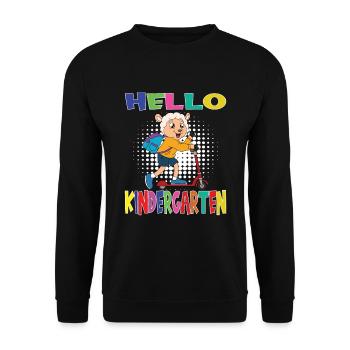 Hello Kindergarten Sheep With Scooter - Unisex Pullover - Schwarz - Vorne - Alina (178cm) & Michal (187cm)
