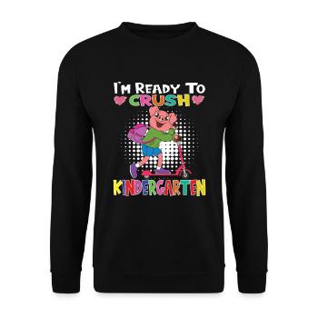 I'm Ready To Crush Kindergarten Pig With Scooter - Unisex Sweatshirt - black - Front - Alina (178cm) & Michal (187cm)