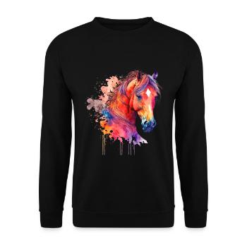 Idée passion chevaux cavalière aquarelle splash - Sweat-shirt Unisexe - noir - Devant - Alina (178cm) & Michal (187cm)