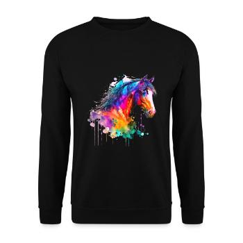 Idea passion horses rider watercolor splash - Unisex Sweatshirt - black - Front - Alina (178cm) & Michal (187cm)