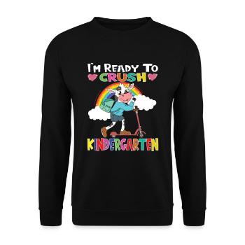 Cow With Scooter I'm Ready To Crush Kindergarten - Unisex Sweatshirt - black - Front - Alina (178cm) & Michal (187cm)