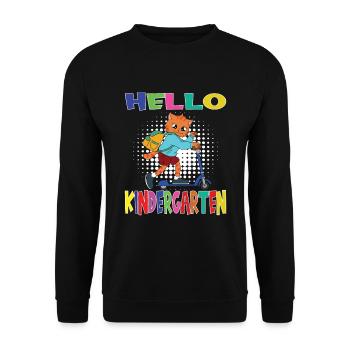 Bonjour chat de maternelle avec scooter - Sweat-shirt Unisexe - noir - Devant - Alina (178cm) & Michal (187cm)