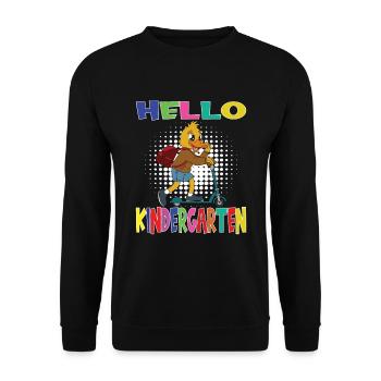 Hello Kindergarten Duck With Scooter - Unisex Sweatshirt - black - Front - Alina (178cm) & Michal (187cm)
