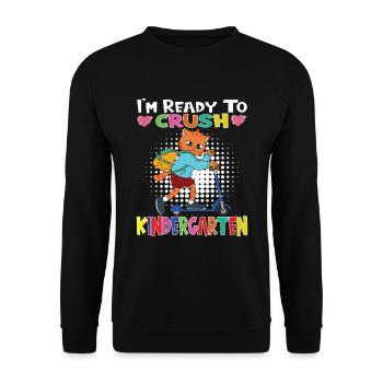 I'm Ready To Crush Kindergarten Cat With Scooter - Unisex Sweatshirt - black - Front - Alina (178cm) & Michal (187cm)