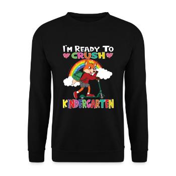Fox With Scooter I'm Ready To Crush Kindergarten - Unisex Sweatshirt - black - Front - Alina (178cm) & Michal (187cm)