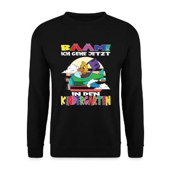 Kindergartenkind Hallo Kindergarten Ich Komme - Unisex Pullover - Schwarz - Vorne - Alina (178cm) & Michal (187cm)