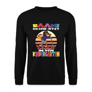 Kindergartenkind Hallo Kindergarten Ich Komme - Unisex Pullover - Schwarz - Vorne - Alina (178cm) & Michal (187cm)