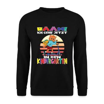 Kindergartenkind Hallo Kindergarten Ich Komme - Unisex Pullover - Schwarz - Vorne - Alina (178cm) & Michal (187cm)