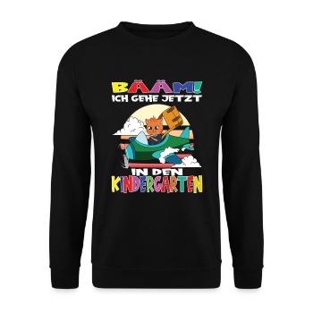 Kindergartenkind Hallo Kindergarten Ich Komme - Unisex Pullover - Schwarz - Vorne - Alina (178cm) & Michal (187cm)