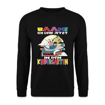 Kindergartenkind Hallo Kindergarten Ich Komme - Unisex Pullover - Schwarz - Vorne - Alina (178cm) & Michal (187cm)