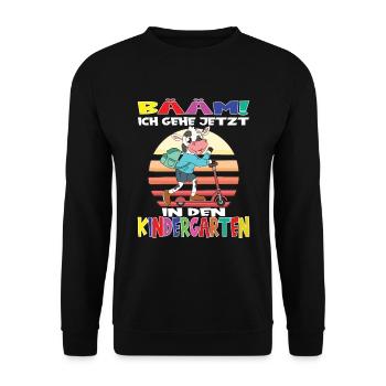 Kindergartenkind Hallo Kindergarten Ich Komme - Unisex Pullover - Schwarz - Vorne - Alina (178cm) & Michal (187cm)