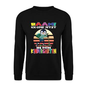 Kindergartenkind Hallo Kindergarten Ich Komme - Unisex Pullover - Schwarz - Vorne - Alina (178cm) & Michal (187cm)
