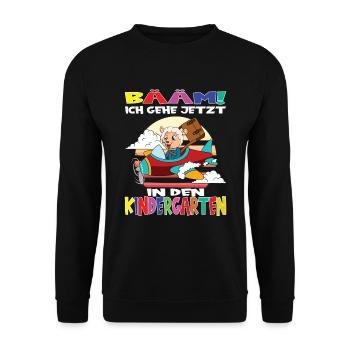 Kindergartenkind Hallo Kindergarten Ich Komme - Unisex Pullover - Schwarz - Vorne - Alina (178cm) & Michal (187cm)