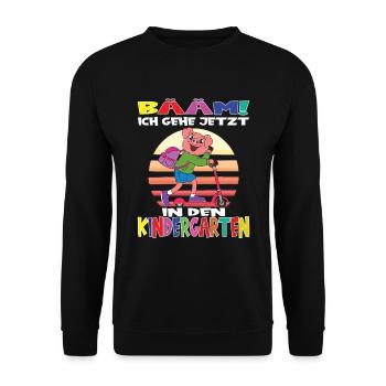 Kindergartenkind Hallo Kindergarten Ich Komme - Unisex Pullover - Schwarz - Vorne - Alina (178cm) & Michal (187cm)