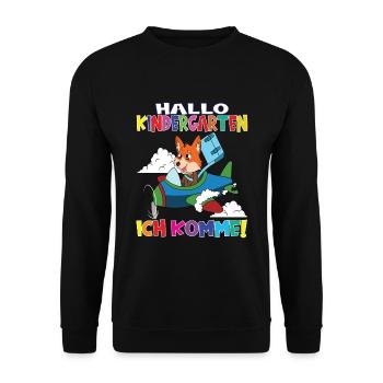Kindergartenkind Hallo Kindergarten Ich Komme - Unisex Pullover - Schwarz - Vorne - Alina (178cm) & Michal (187cm)