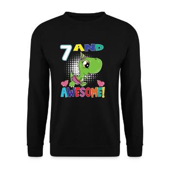 7 Et génial anniversaire T Rex Girl Dinosaur - Sweat-shirt Unisexe - noir - Devant - Alina (178cm) & Michal (187cm)