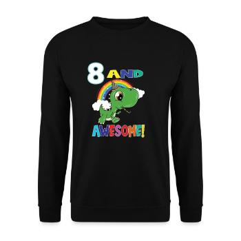 8 And Awesome Birthday Dino Boy - Unisex Sweatshirt - black - Front - Alina (178cm) & Michal (187cm)