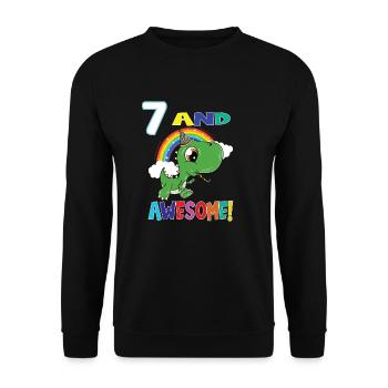 7 Et génial anniversaire Dino Boy - Sweat-shirt Unisexe - noir - Devant - Alina (178cm) & Michal (187cm)