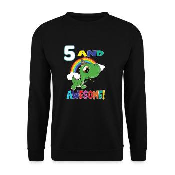 5 And Awesome Birthday Dino Boy Five Years - Unisex Sweatshirt - black - Front - Alina (178cm) & Michal (187cm)