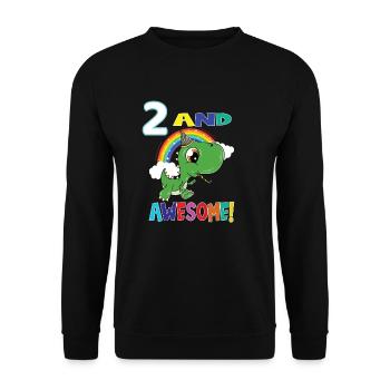 2 And Awesome Birthday Dino Boy - Unisex Sweatshirt - black - Front - Alina (178cm) & Michal (187cm)