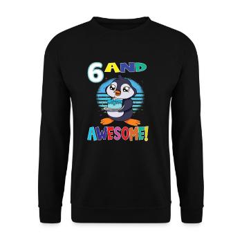 6 And Awesome Birthday Penguin Birthday - Unisex Sweatshirt - black - Front - Alina (178cm) & Michal (187cm)