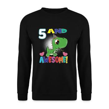 5 And awesome Birthday T Rex Dinosaur Five Years - Unisex Sweatshirt - black - Front - Alina (178cm) & Michal (187cm)