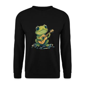 Grenouille mignonne joue de la guitare musicien - Sweat-shirt Unisexe - noir - Devant - Alina (178cm) & Michal (187cm)