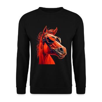 geschenk reiten pferde sonnenbrille humor - Unisex Pullover - Schwarz - Vorne - Alina (178cm) & Michal (187cm)
