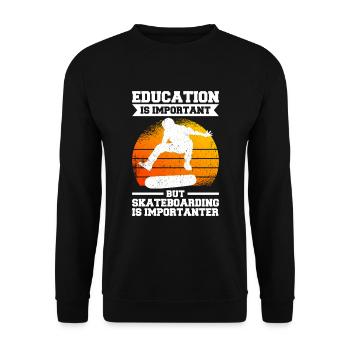 Skateboarding Is Importanter - Unisex Pullover - Schwarz - Vorne - Alina (178cm) & Michal (187cm)