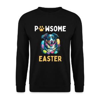 Australian Shepherd Easter Egg Hunter Gift Costume - Unisex Sweatshirt - black - Front - Alina (178cm) & Michal (187cm)