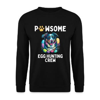 Australian Shepherd Ostereiersuche Crew Geschenk - Unisex Pullover - Schwarz - Vorne - Alina (178cm) & Michal (187cm)