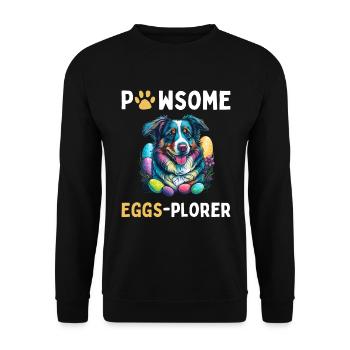 Costume de Plorer d’oeufs de Pâques de berger australien - Sweat-shirt Unisexe - noir - Devant - Alina (178cm) & Michal (187cm)