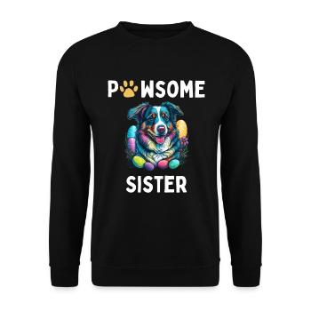 Australian Shepherd Easter Egg Hunting Sis Costume - Unisex Sweatshirt - black - Front - Alina (178cm) & Michal (187cm)