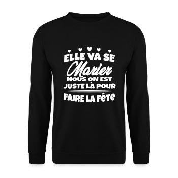 Team Mariée Enterrement de vie de Jeune Fille - Sweat-shirt Unisexe - noir - Devant - Alina (178cm) & Michal (187cm)