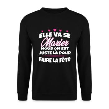 Team Mariée Enterrement de vie de Jeune Fille - Sweat-shirt Unisexe - noir - Devant - Alina (178cm) & Michal (187cm)