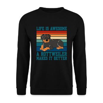La vie est géniale Un Rottweiler la rend meilleure - Sweat-shirt Unisexe - noir - Devant - Alina (178cm) & Michal (187cm)