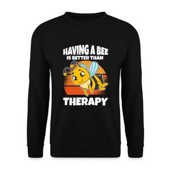 Having A Bee Is Better Than Therapy - Unisex Pullover - Schwarz - Vorne - Alina (178cm) & Michal (187cm)