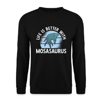 La vie est meilleure avec Mosasaurus - Sweat-shirt Unisexe - noir - Devant - Alina (178cm) & Michal (187cm)