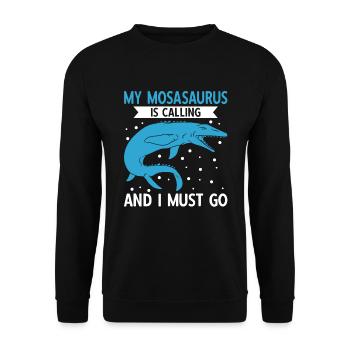My Mosasaurus Is Calling And I Must Go - Unisex Sweatshirt - black - Front - Alina (178cm) & Michal (187cm)